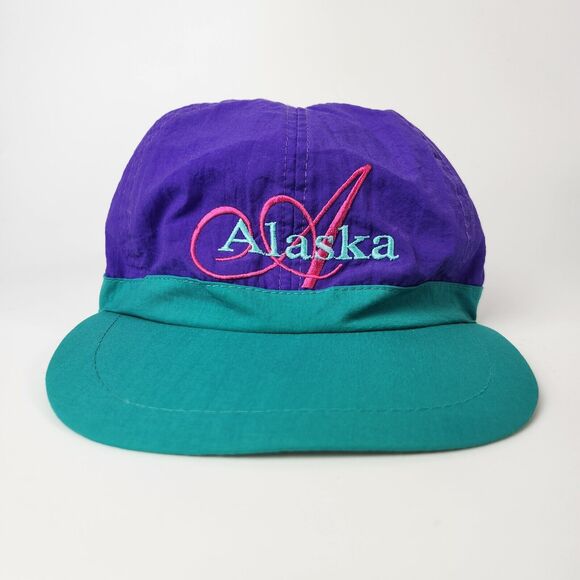 Vtg 80s Alaska Hat Retro Streetwear Futurism Hiphop Urban Trucker Colorblock 90s - Picture 1 of 7